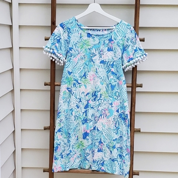 Lilly Pulitzer Tropical Blue and Pink Mini Dress - Picture 4 of 7